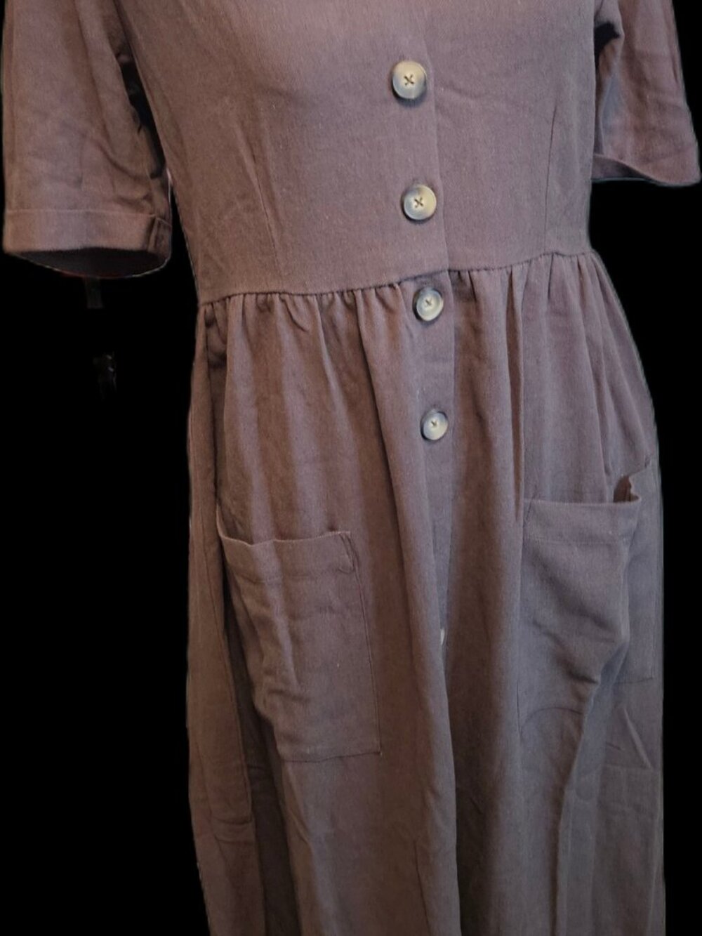 Size S Mod Ref Chocolate Brown Linen Maxi Dress Pockets NWT